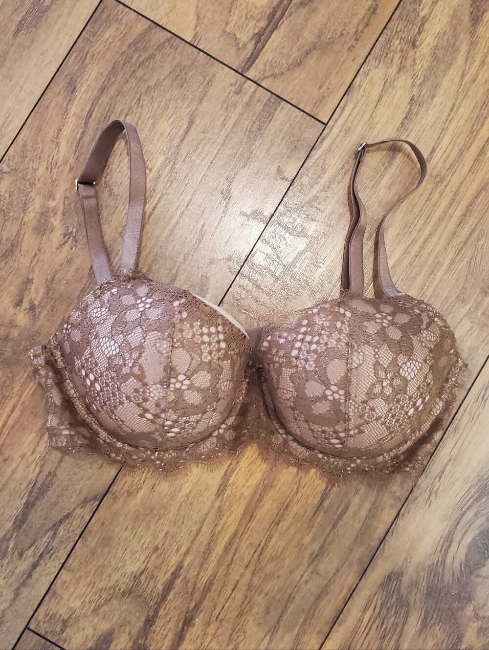 Victoria’s Secret Lined Demi Lace Bra Brown 32DD
